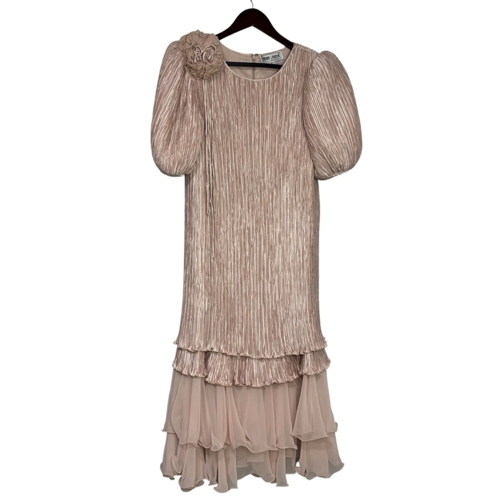 Pierre Labiche Made in USA Women's 10 Vintage Formal Dress 80s Bubble Sleeve